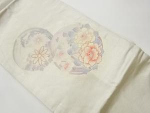 リサイクル　相良刺繍丸紋に花々模様名古屋帯